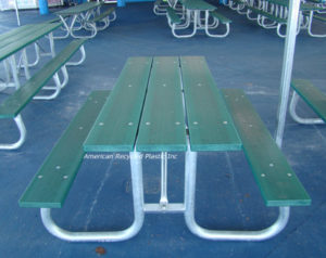 Pitcher Recycled Plastic Picnic Table Green Side View