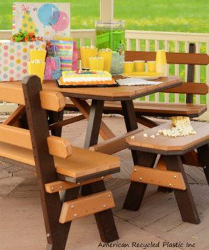 Garden dining benches and dining table