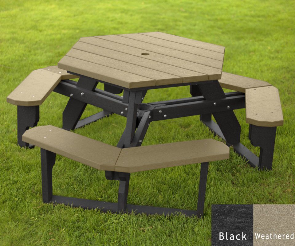 Picnic Tables Hexagon American Recycled Plastic Quality Outdoor Furniture And Site Amenities