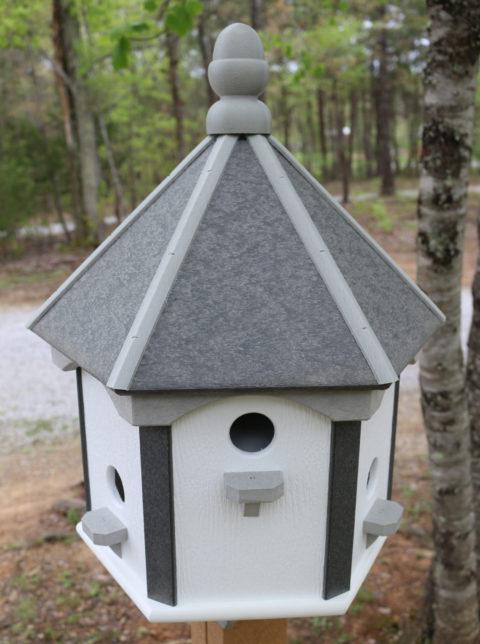Bird House, Hexagon 6 Hole, Post Mount | Recycled Plastic