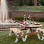Garden dining benches and table