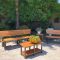 Deluxe Park Bench with Engraving Colorfill and Avonlea Side and Coffee Table by American Recycled Plastic