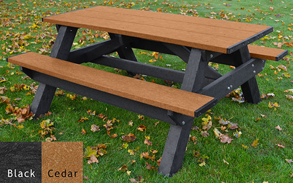 Standard Picnic Table 6' Cedar/Black by American Recycled Plastic