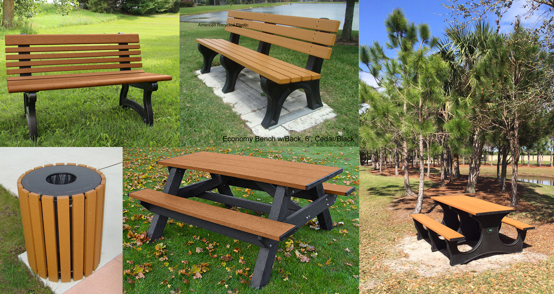 Bench Willow Economy Waste Receptacle Picnic Tables American Recycled Plastic