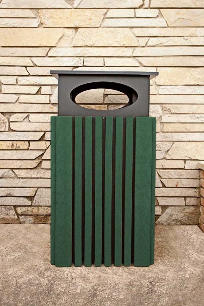 Heritage 40GL waste receptacle with raincap by American Recycled Plastic
