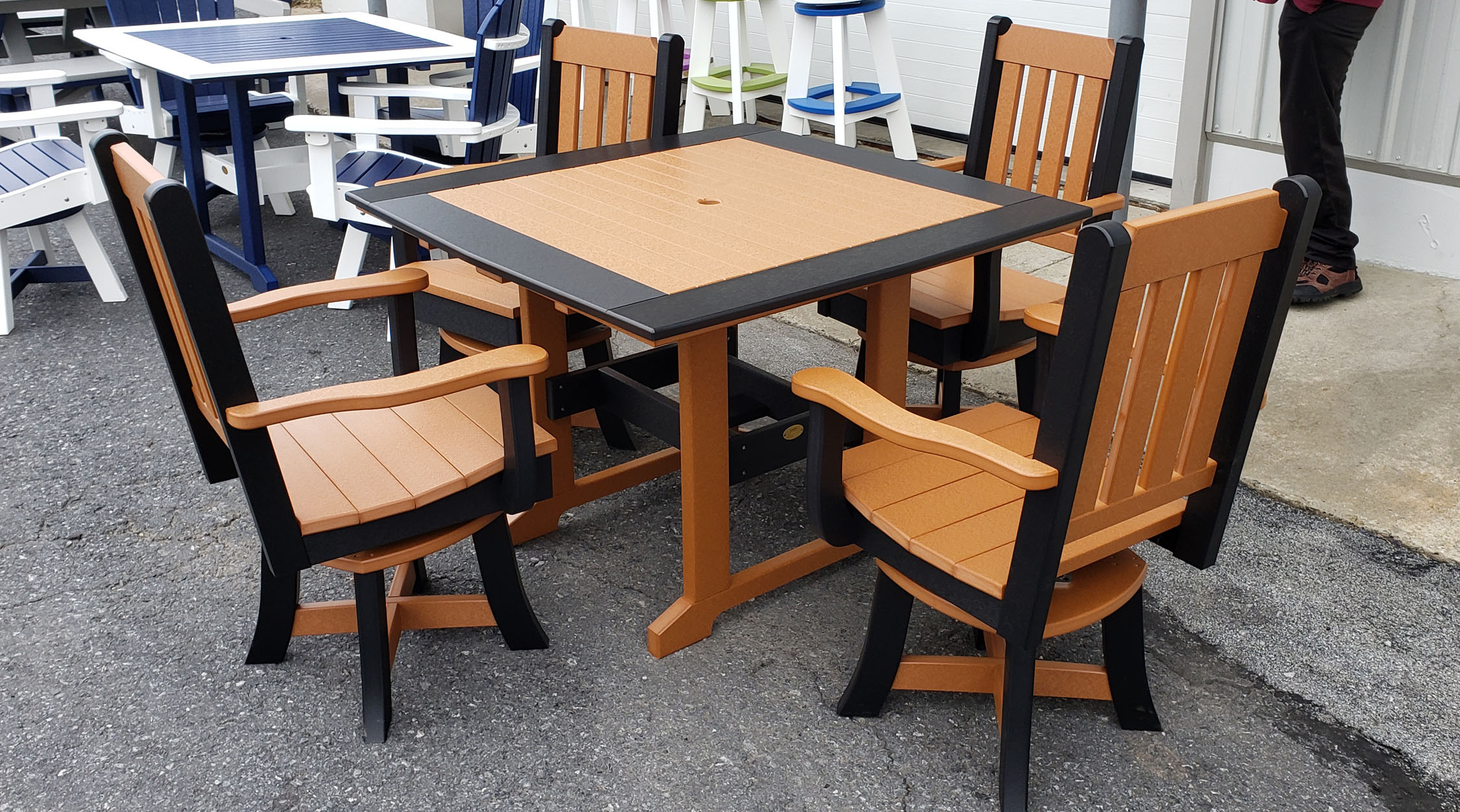 dining room table and swivel chairs