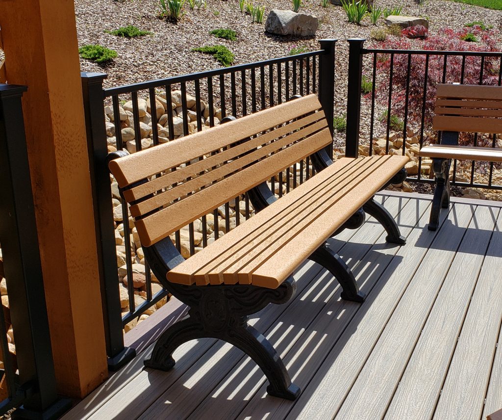 Hartford Benches in Cedar by American Recycled Plastic