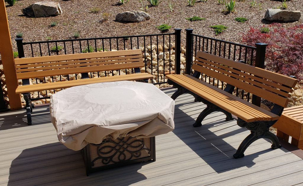 Hartford Benches in Cedar by American Recycled Plastic