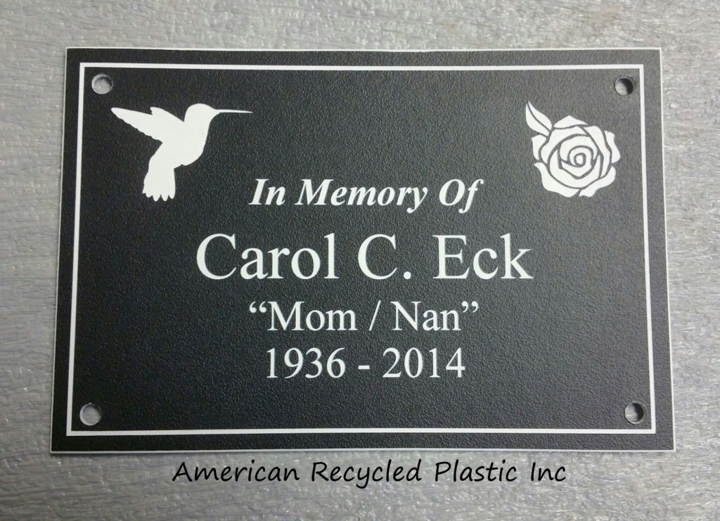 Custom Bench Plaques & Photo Plaques by American Recycled Plastic